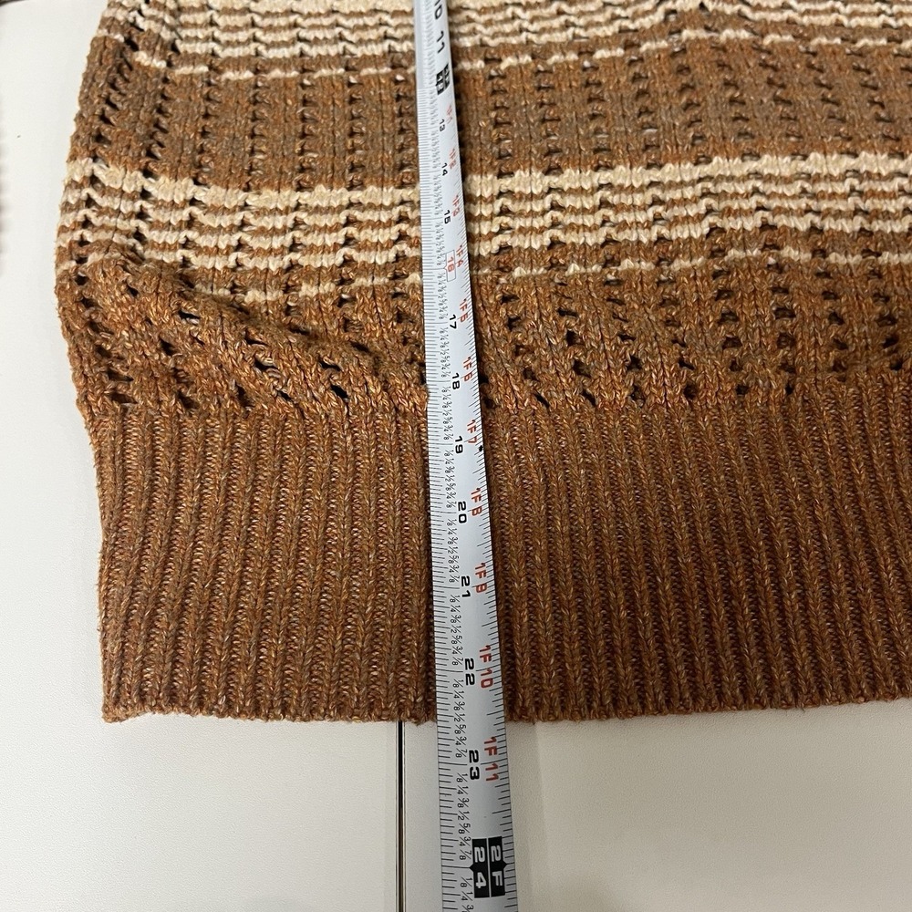 Frye & Co Women's Chunky Crochet‎ Open Knit Sweater Rust/Tan Size Medium - Picture 5 of 7